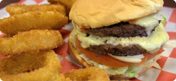 Burger with Onion Rings